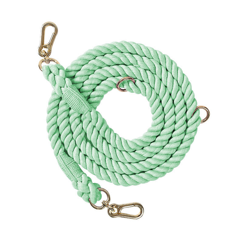 Woven Cotton Rope Multi-functional Pet Double Leash Waist Runing Leash