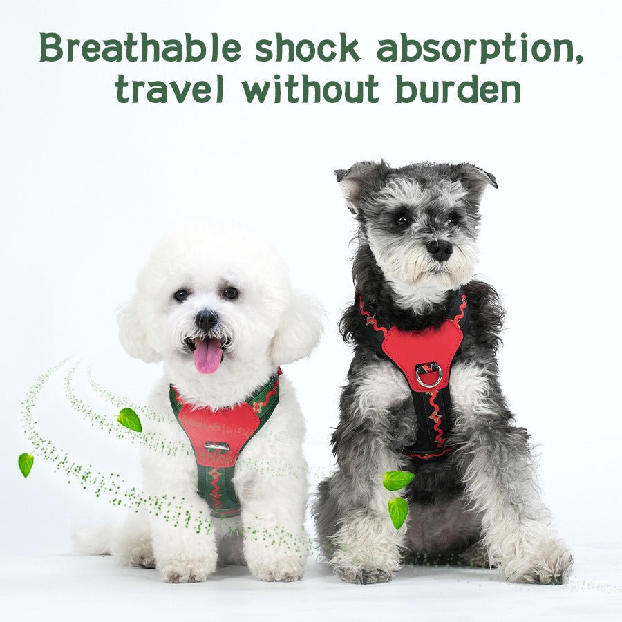 Breathable Fabric Leather Shock Absorption Adjustable Pet Dog Harness