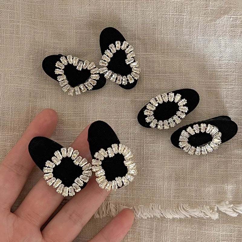 Delicate Zircon Flocked Square Oval Bangs Hair Clip Hair Accessories Wholesale