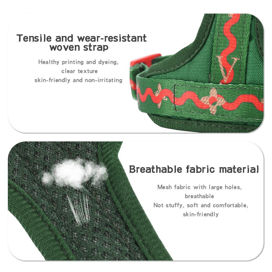 Breathable Fabric Leather Shock Absorption Adjustable Pet Dog Harness