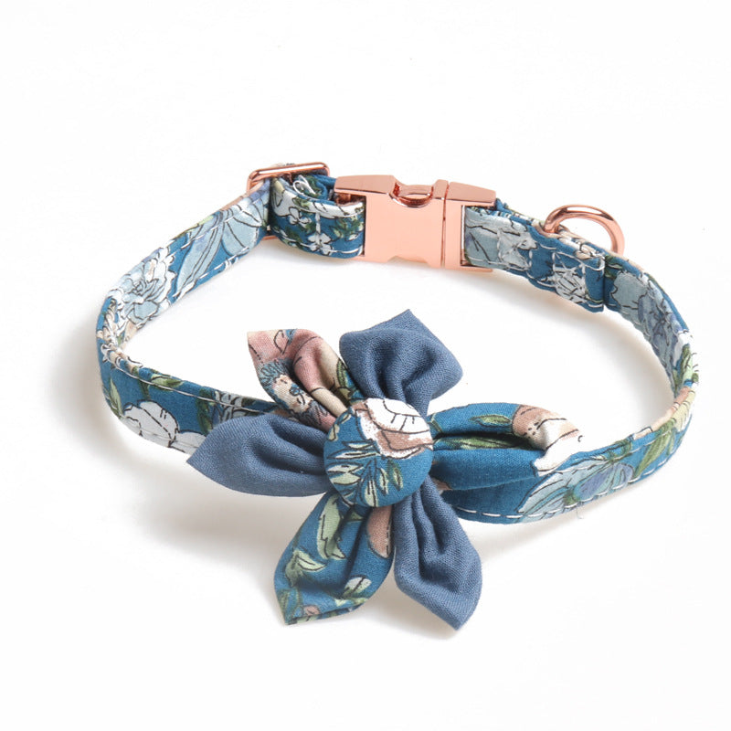 Floral Sunflower Pet Cat Dog Collar Leash Poop Bag Carrier Set