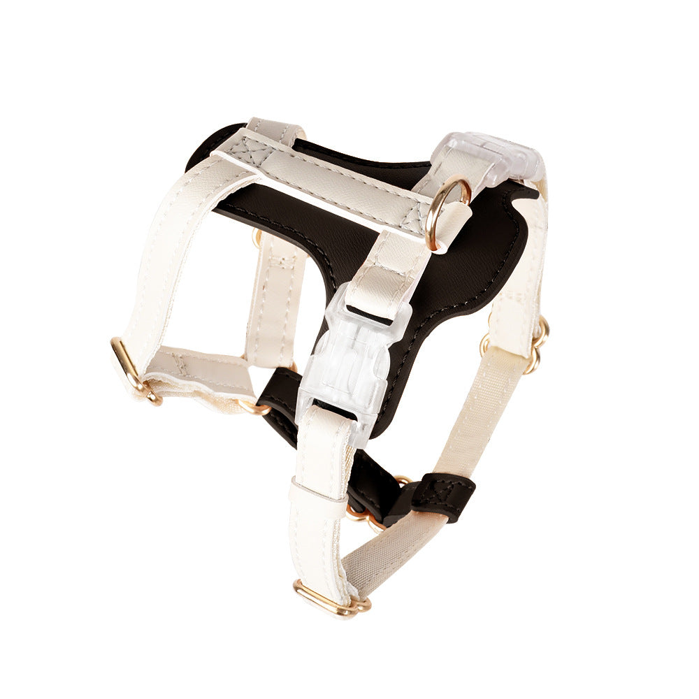 Soft Leather Comfortable No Choking Step-in Pet Harness Leash Set