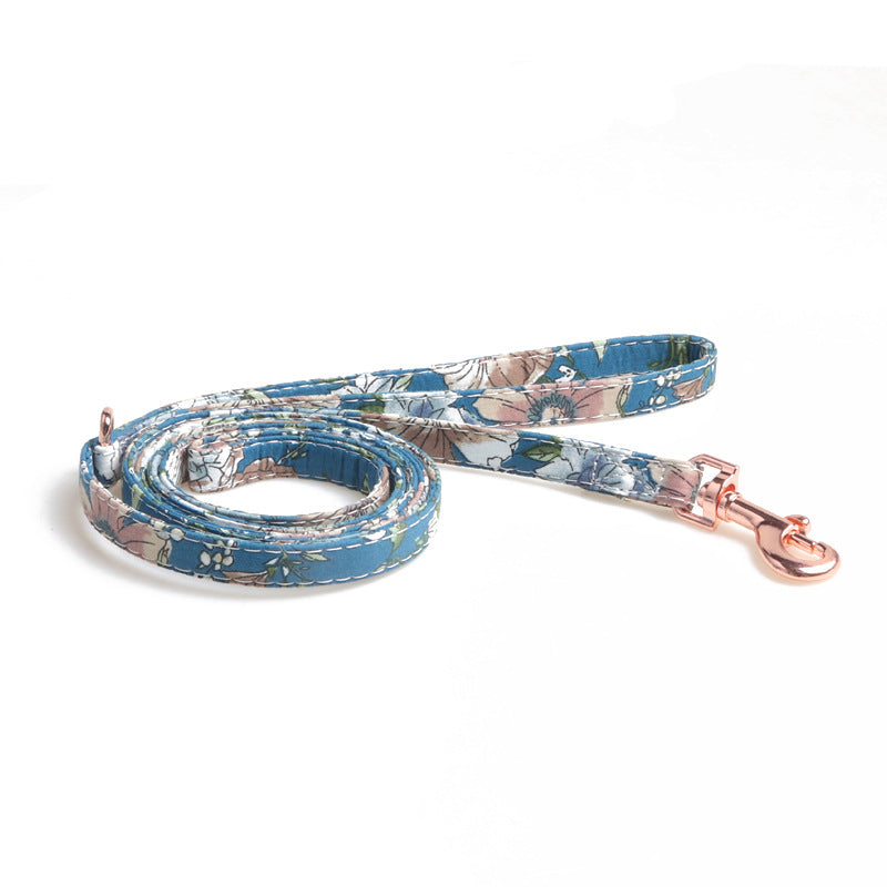 Floral Sunflower Pet Cat Dog Collar Leash Poop Bag Carrier Set