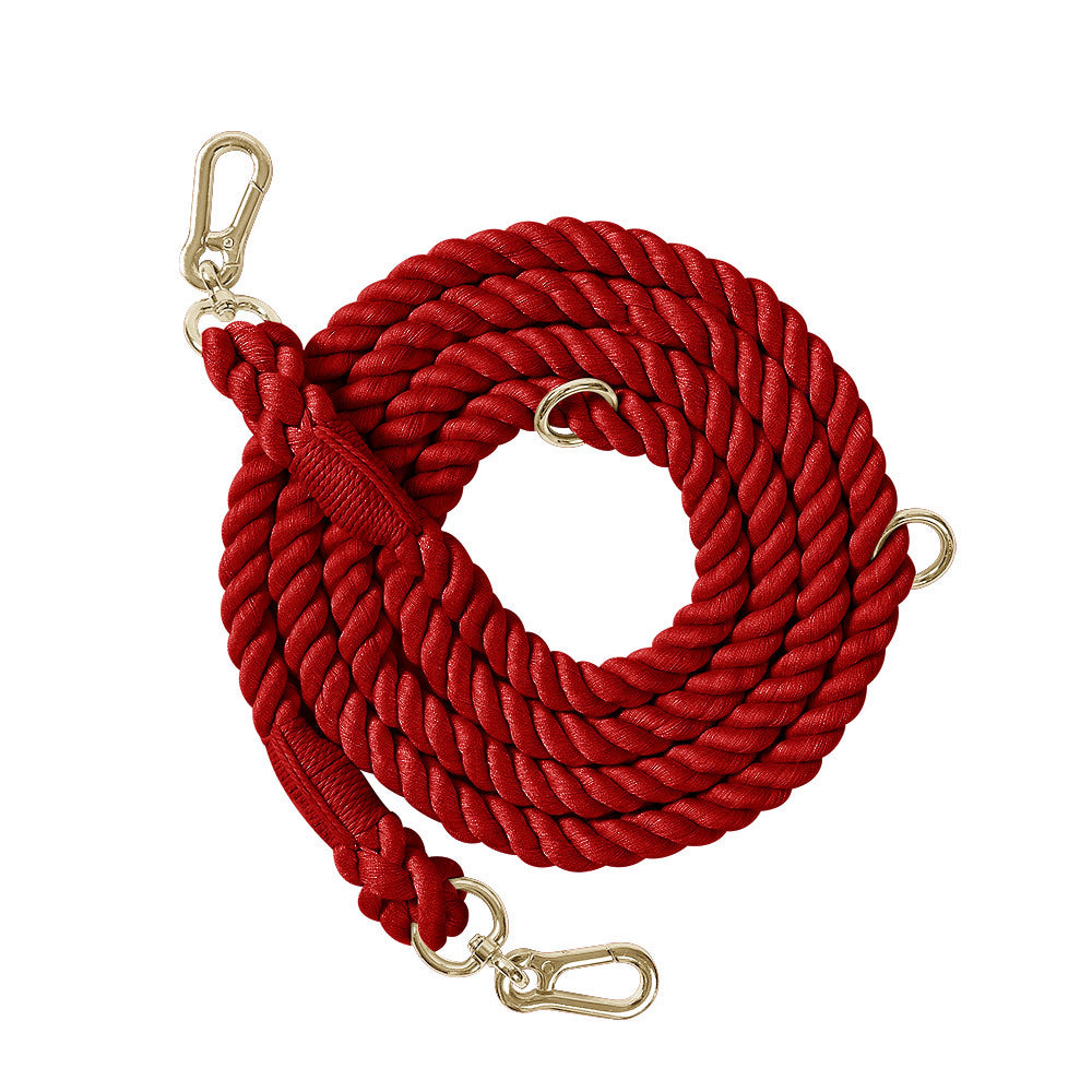 Woven Cotton Rope Multi-functional Pet Double Leash Waist Runing Leash