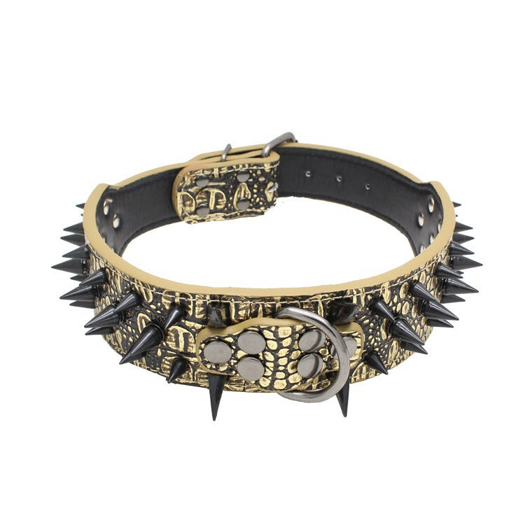 Spike Rivets Large Dog Adjustable Thick PU Leather Pet Collar