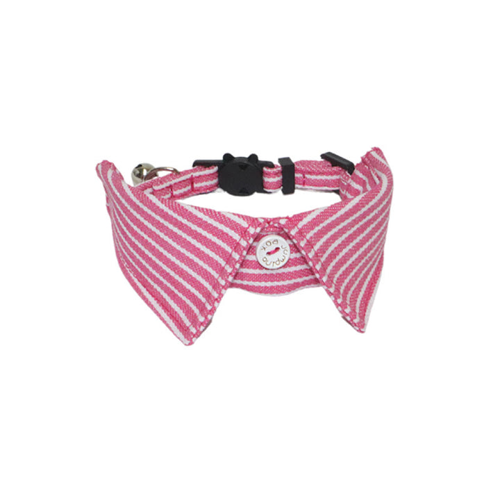 Striped Denim Series Fake Collar Belt Buckle Pet Cat Collar