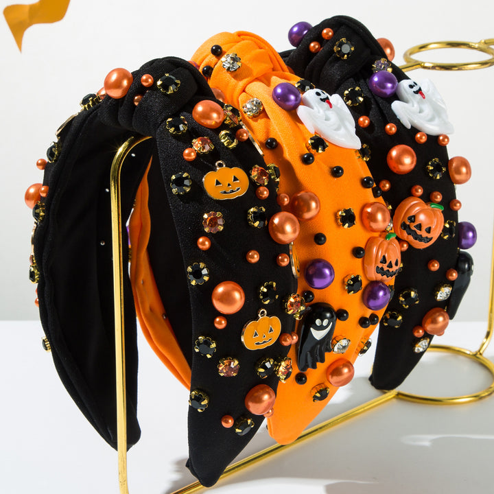 Ghost Pumpkin Pearl Halloween Fabric Headband Hair Accessories Wholesale
