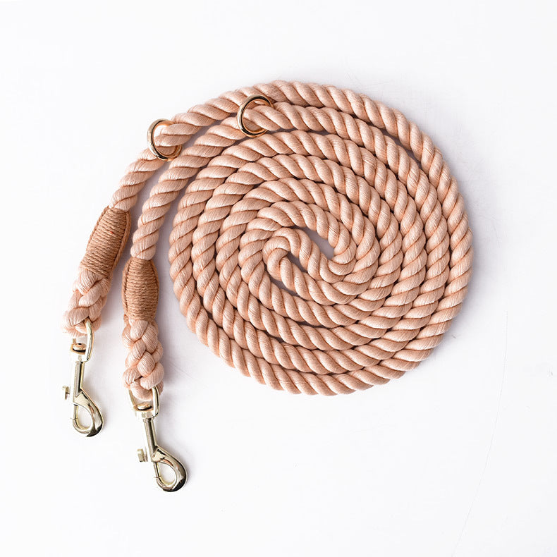 Woven Cotton Multi-functional Waist Pet Double Leash P-Type Collar