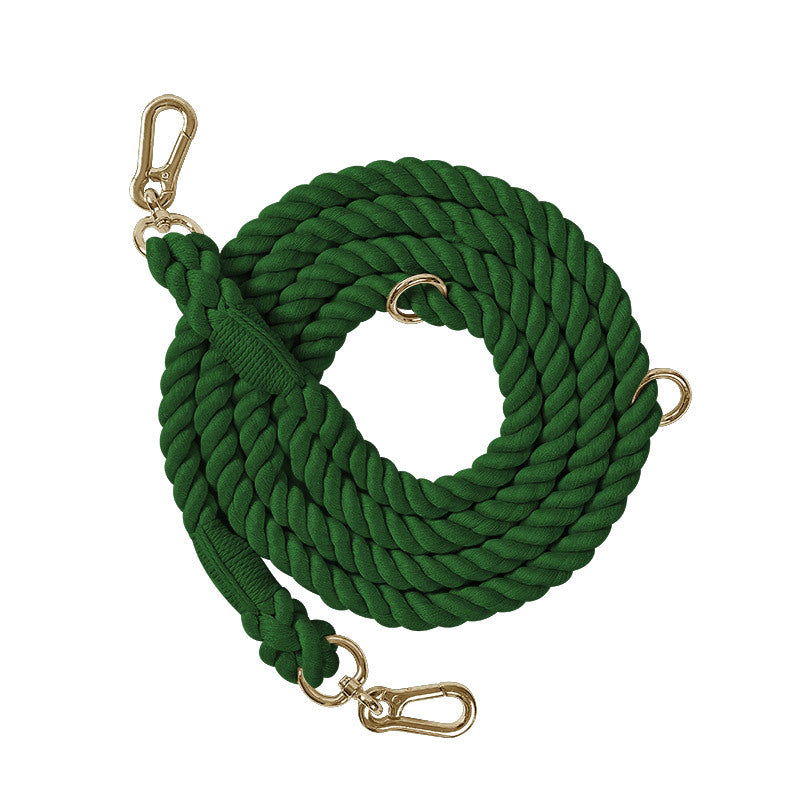 Woven Cotton Rope Multi-functional Pet Double Leash Waist Runing Leash