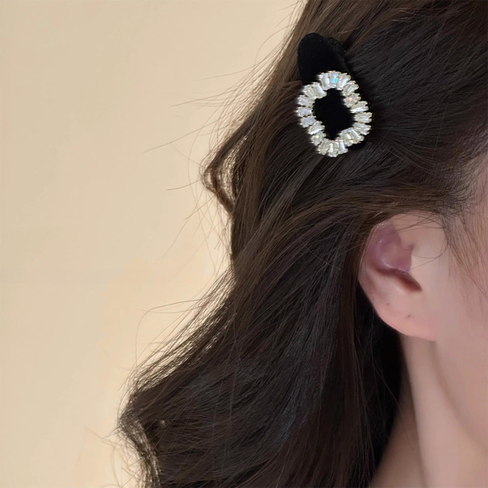 Delicate Zircon Flocked Square Oval Bangs Hair Clip Hair Accessories Wholesale