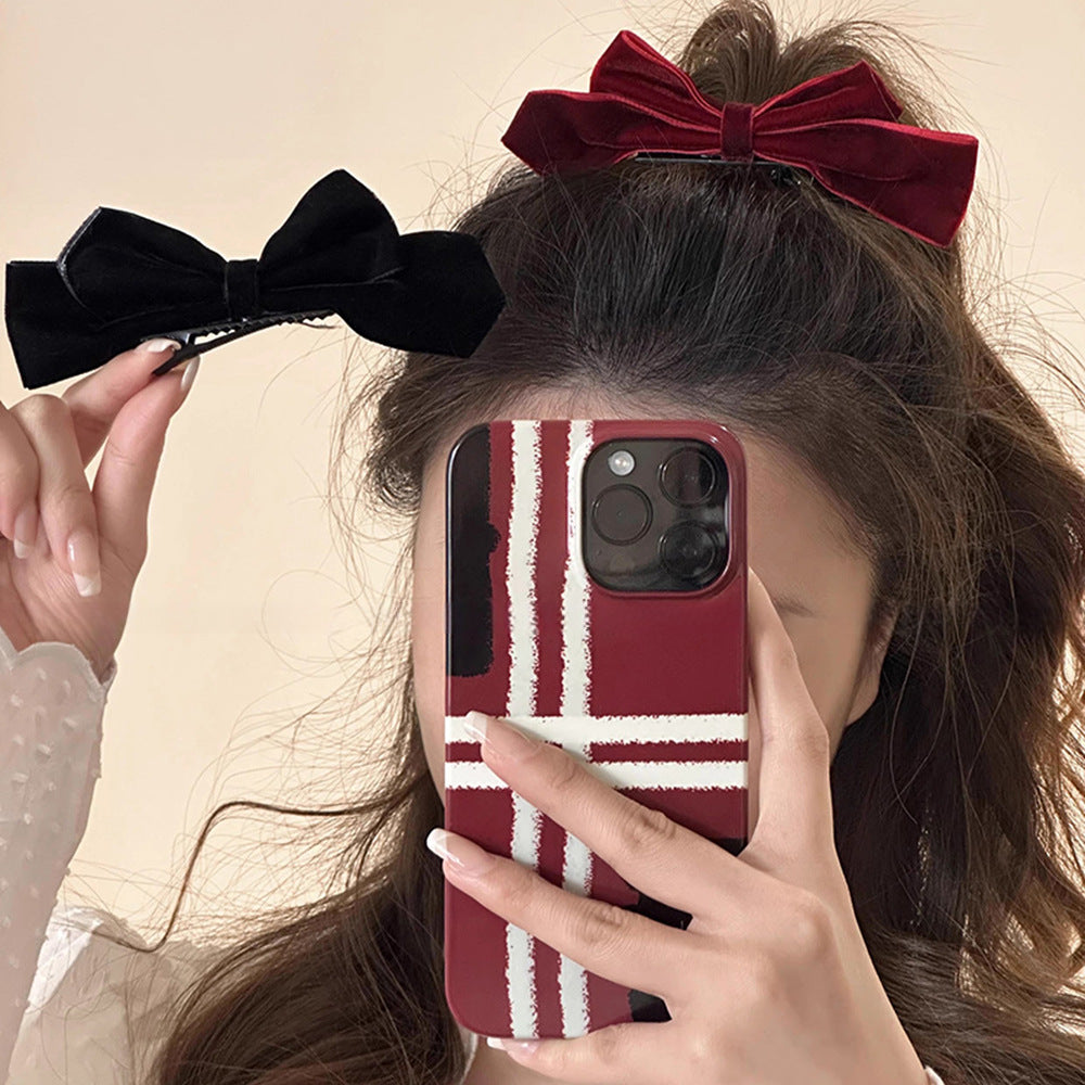 Red Velvet Bow Duckbill Clip Bangs Hair Clip Hair Accessories Wholesale
