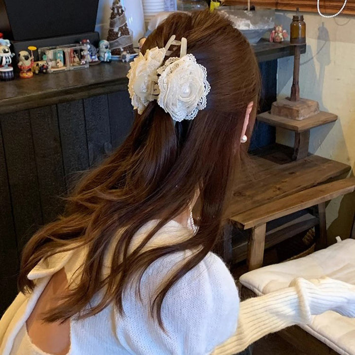 Lace Pearl Flower Hair Claw Clip Hair Scrunchies Hair Accessories Wholesale