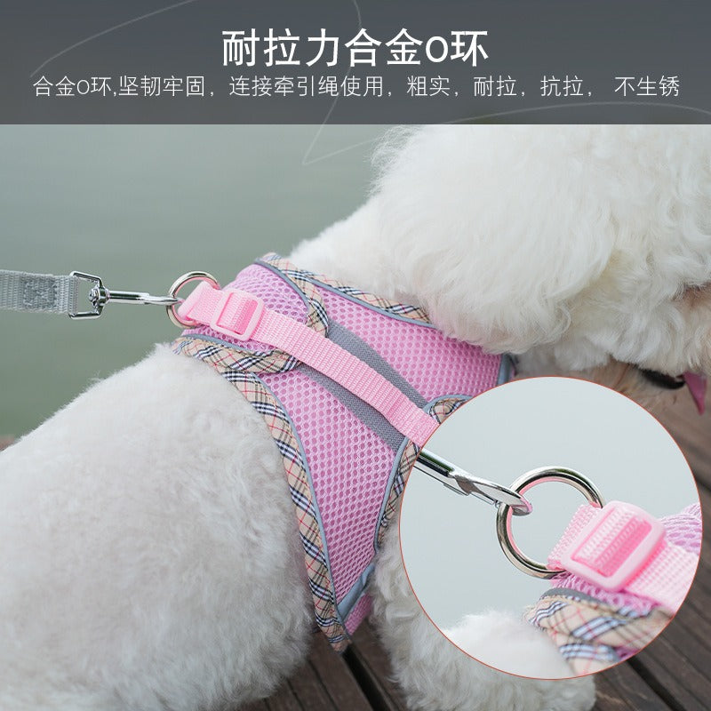 Breathable Mesh Reflective Adjustable Pet Dog Harness Leash Set