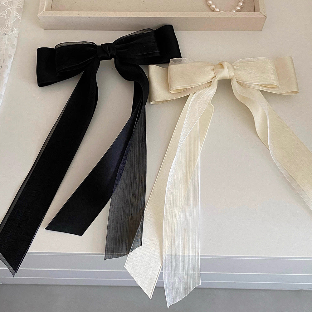 Sweet Mesh Fabric Large Bow Spring Hair Clip Hair Accessories Wholesale