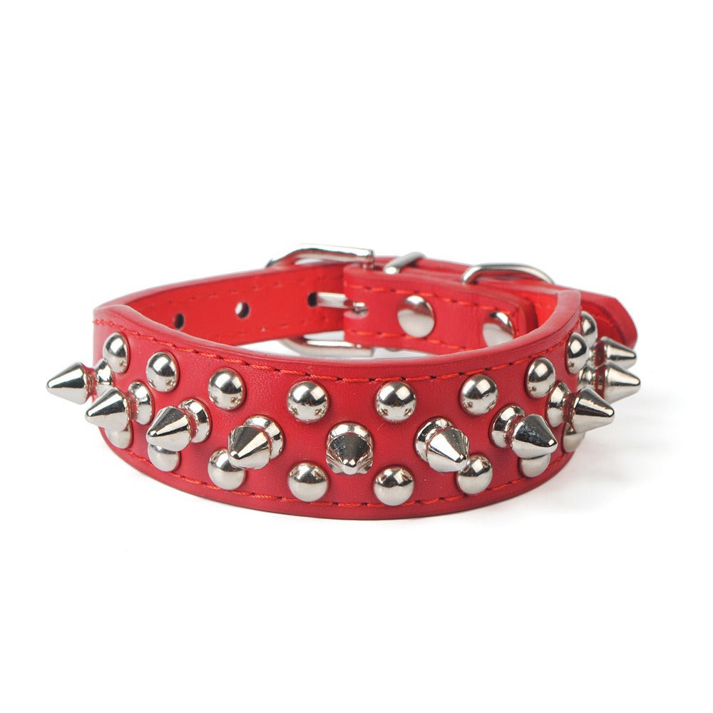 Bullet Rivet Large Dog Adjustable Thick PU Leather Pet Collar