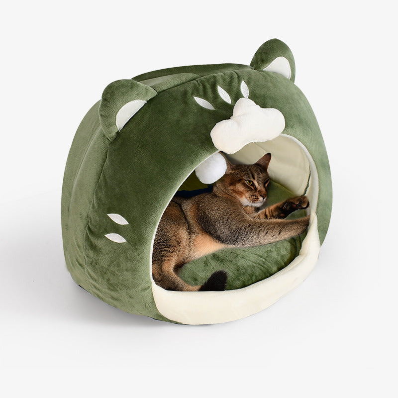 Cute Cartoon Winter Warm Soft Plush Comfortable Cat Bed Cage