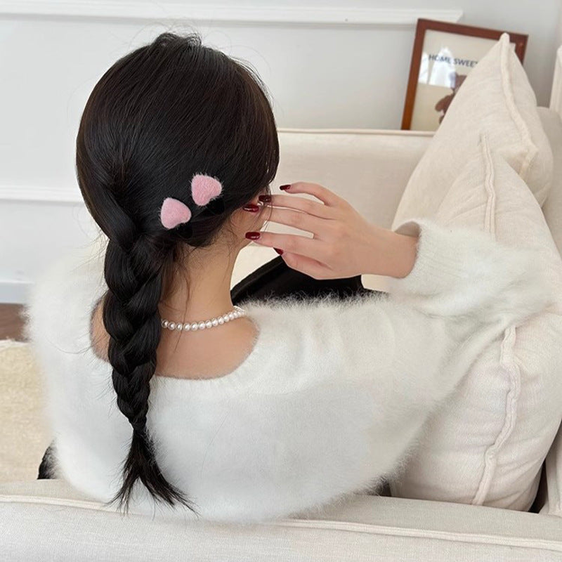 Flocking Heart Bangs Duckbill Clip Hair Clip Hair Accessories Wholesale