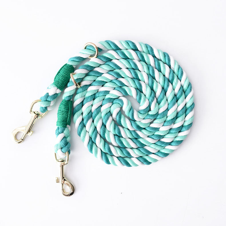 Woven Cotton Multi-functional Waist Pet Double Leash P-Type Collar