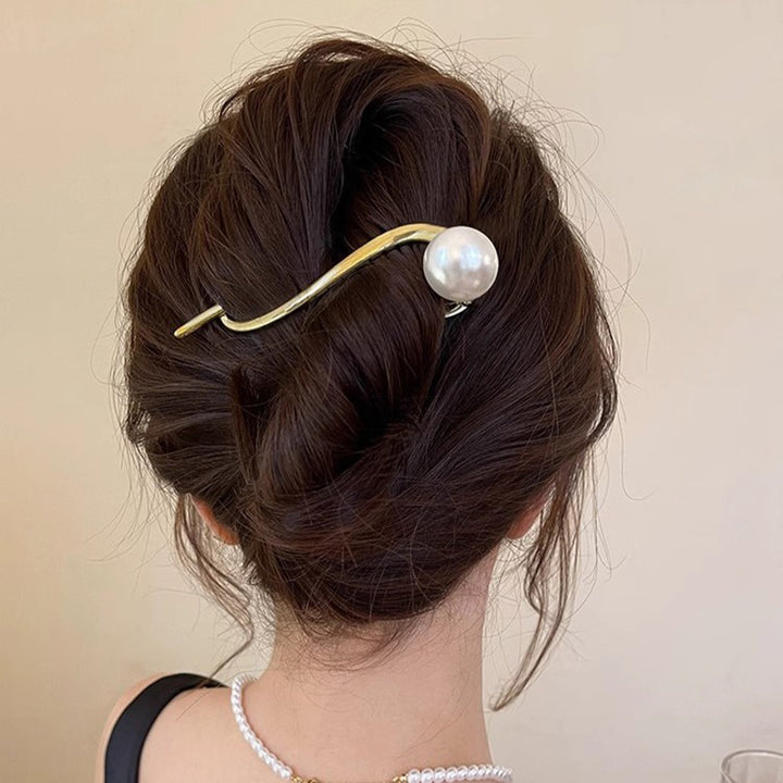 White Pearl Gold Alloy Twist Clip Hair Clip Hair Accessories Wholesale