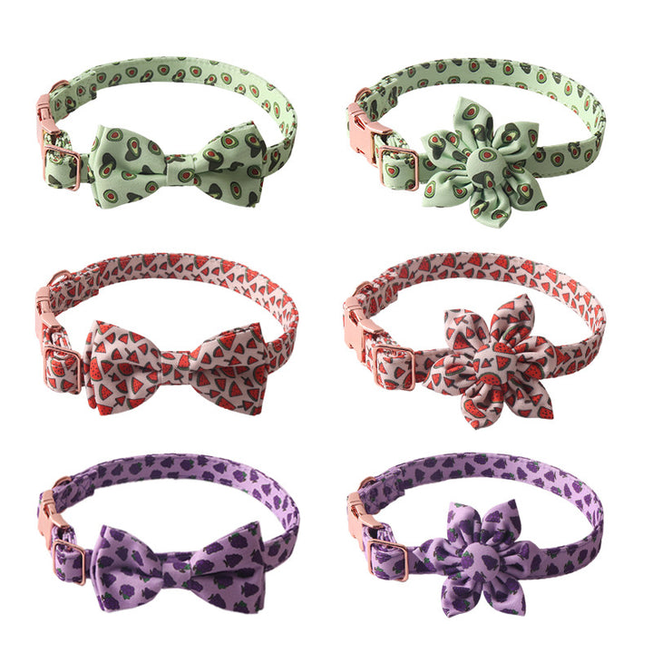 Summer Fruits Series Sunflower Bow Gold Buckle Pet Dog Cat Collar