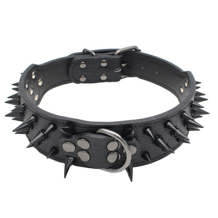 Spike Rivets Large Dog Adjustable Thick PU Leather Pet Collar
