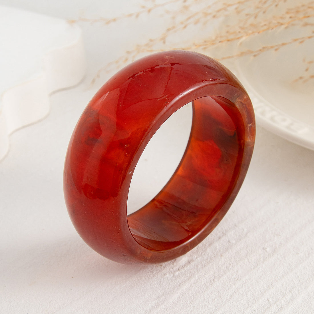 Translucent Glossy Acrylic Thick Round Bangle Bracelet Jewelry