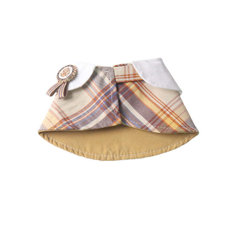 Classic Plaid Fabric Fake Collar Pet Dog Cat Saliva Bib Collar