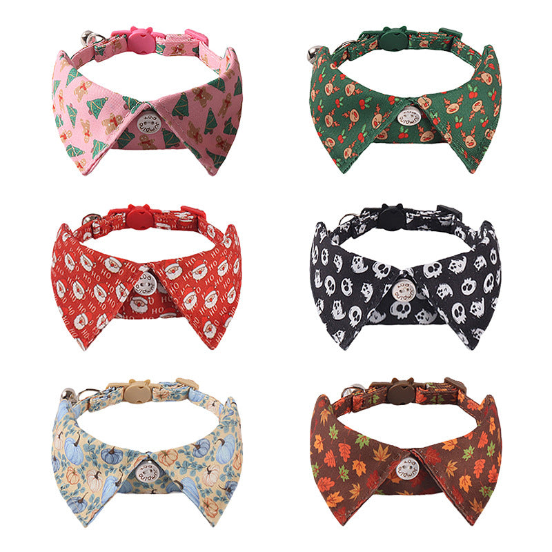 Halloween Christmas Holiday Fake Collar Belt Buckle Pet Cat Collar