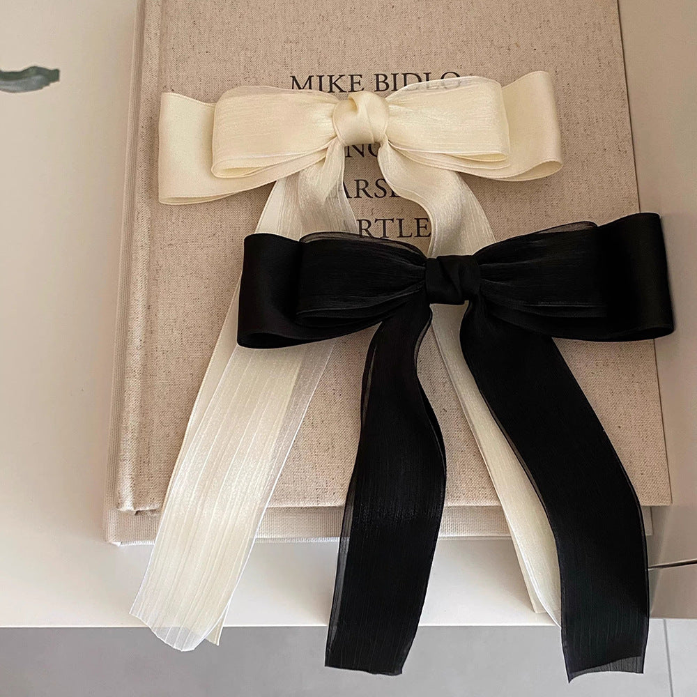 Sweet Mesh Fabric Large Bow Spring Hair Clip Hair Accessories Wholesale