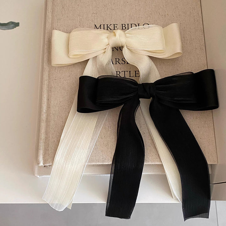 Sweet Mesh Fabric Large Bow Spring Hair Clip Hair Accessories Wholesale