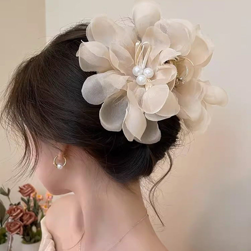 Mesh Double Flower Grab Clip Elegant Hair Claw Hair Accessories Wholesale