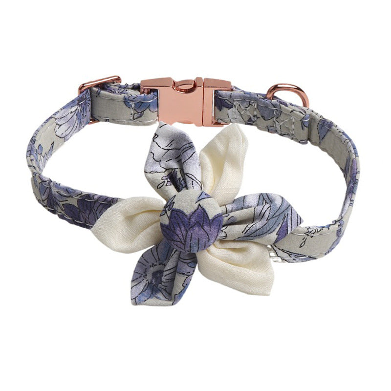 Floral Sunflower Pet Cat Dog Collar Leash Poop Bag Carrier Set