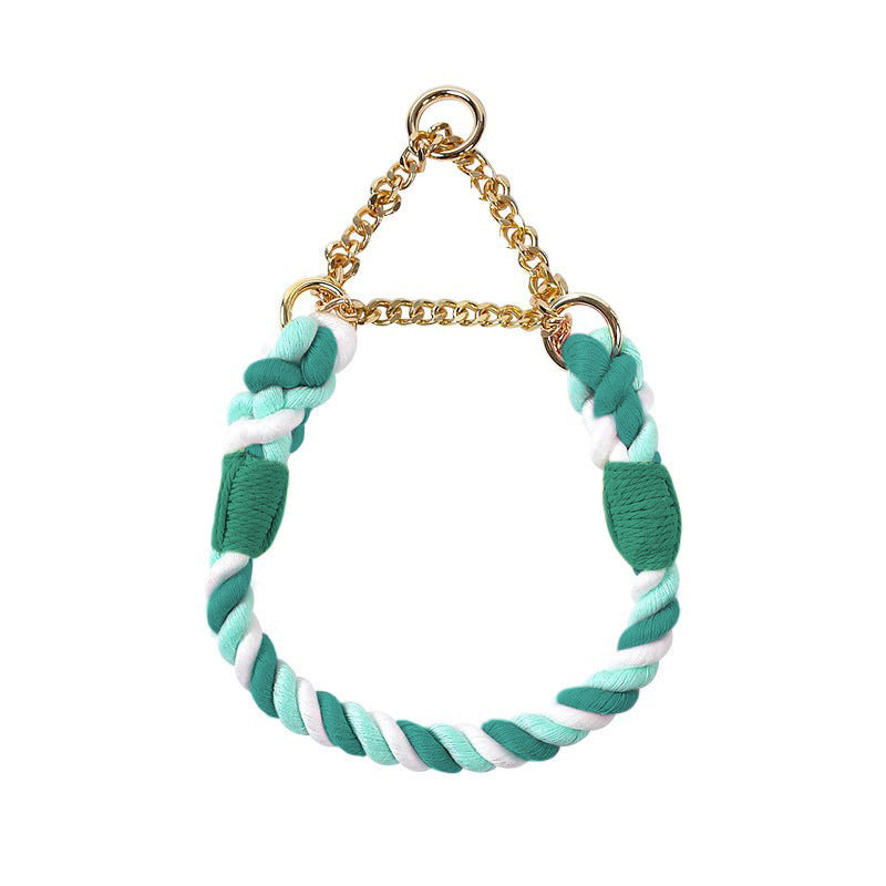 Woven Cotton Multi-functional Waist Pet Double Leash P-Type Collar