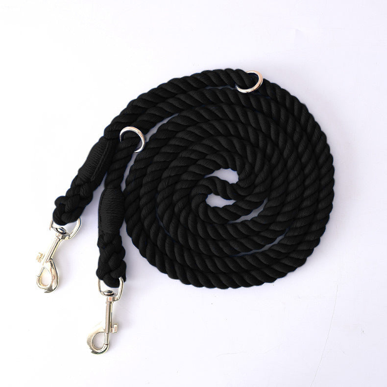 Woven Cotton Multi-functional Waist Pet Double Leash P-Type Collar