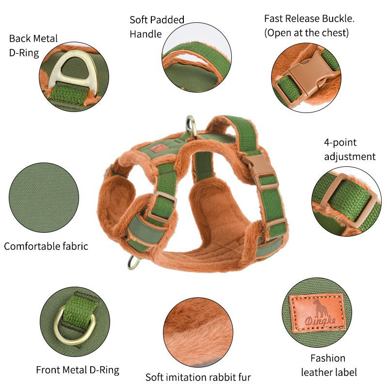 Breathable Thick Velvet Warm Vest Adjustable Pet Dog Harness