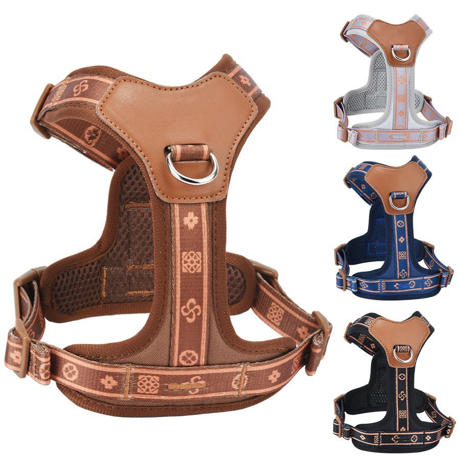 Breathable Fabric Leather Shock Absorption Vest Pet Dog Harness