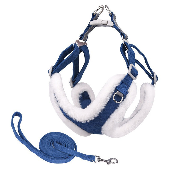 Warm Fluff Soft Reflective Anti-Choking Pet Dog Harness Leash Set