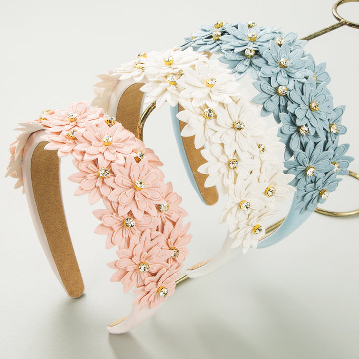 Leather Flower Sponge Headband Solid Color Hair Accessories Wholesale