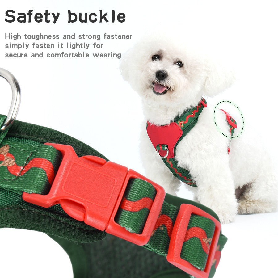 Breathable Fabric Leather Shock Absorption Adjustable Pet Dog Harness