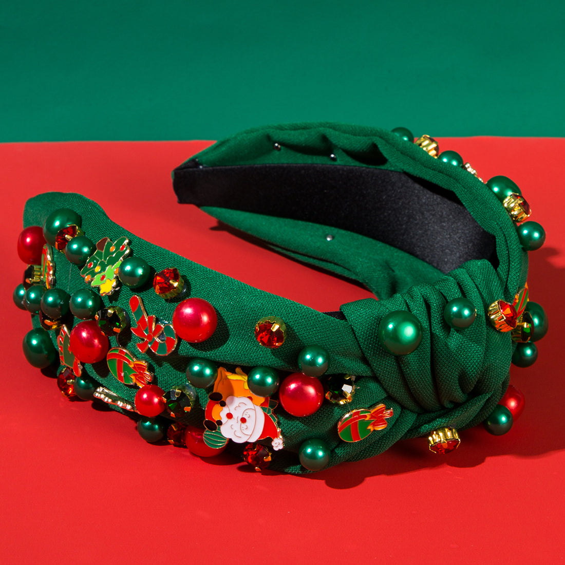 Santa Claus Red Green Beads Christmas Headband Hair Accessories Wholesale