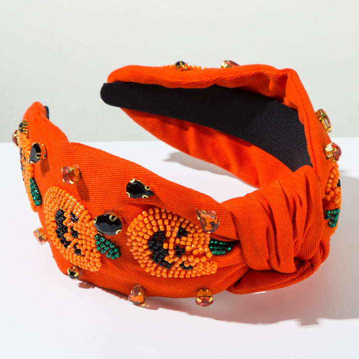 Seed Beads Pumpkin Ghost Halloween Fabric Headband Hair Accessories Wholesale