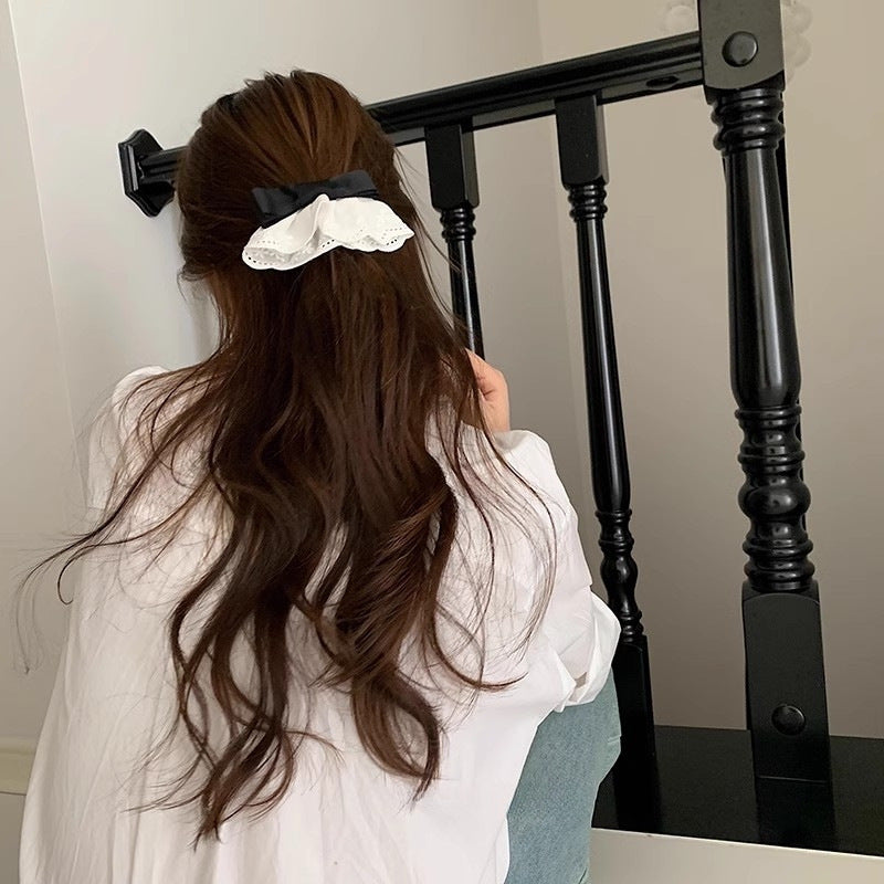 Elegant Lace Fabric Bow Bangs Clip Spring Hair Clip Hair Accessories Wholesale