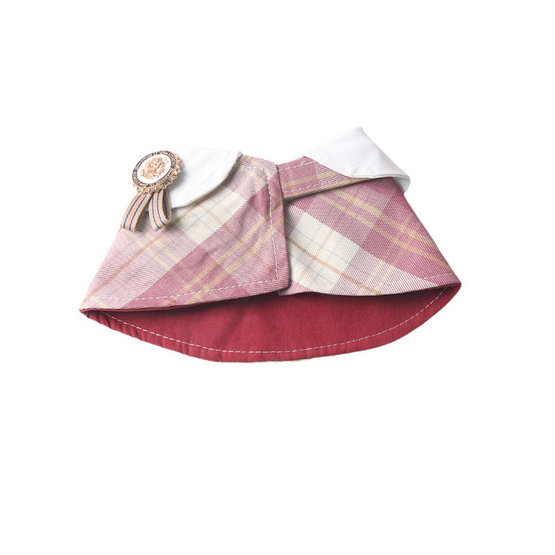 Classic Plaid Fabric Fake Collar Pet Dog Cat Saliva Bib Collar