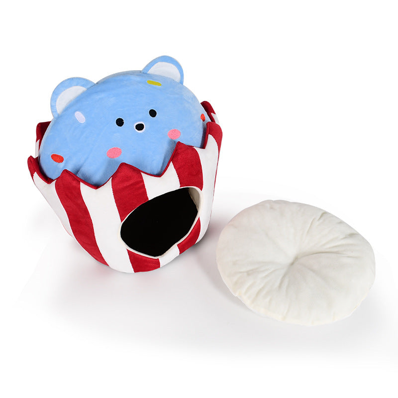 Cute Polar Bears Winter Warm Soft Plush Comfortable Cat Bed Cage