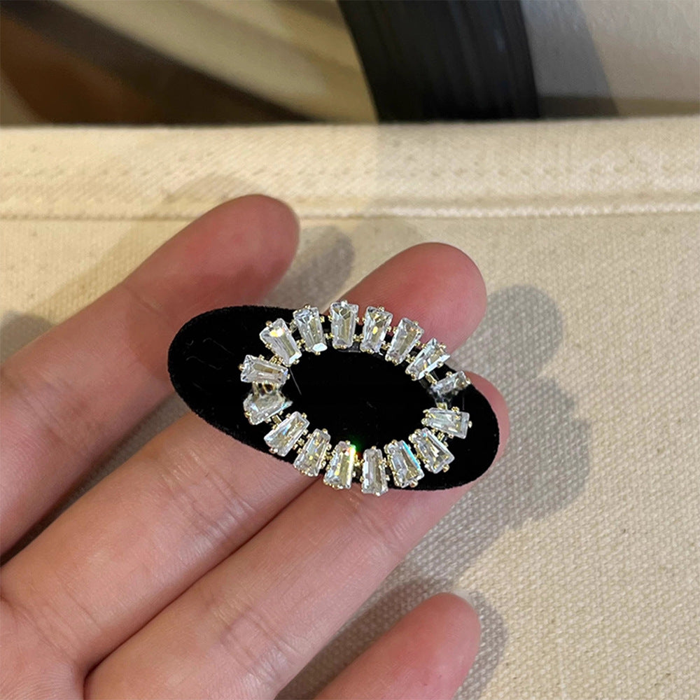 Delicate Zircon Flocked Square Oval Bangs Hair Clip Hair Accessories Wholesale