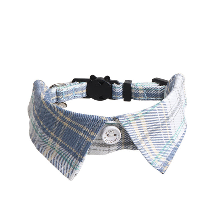 Light Plaid Fabric Fake Collar Belt Buckle Pet Cat Collar
