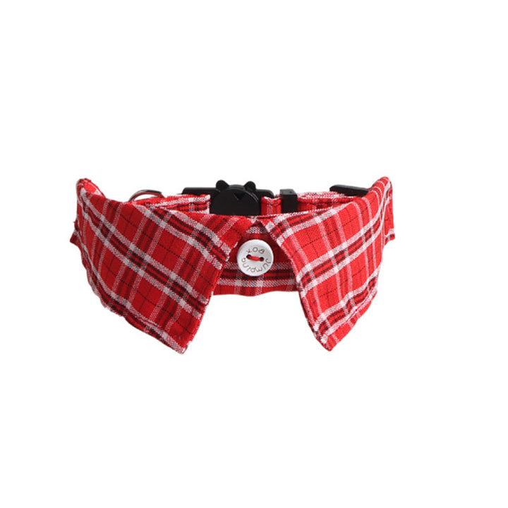 Classic Plaid Fabric Fake Collar Belt Buckle Pet Cat Collar