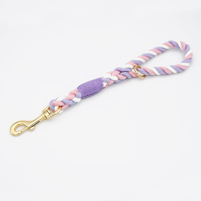 Woven Cotton Rope Close-fitting Short Anti-Pull Leash Collar Set