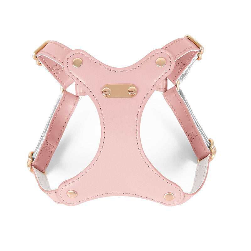 Waterproof Soft Leather Comfortable Fit Pet Cat Harness Leash Set
