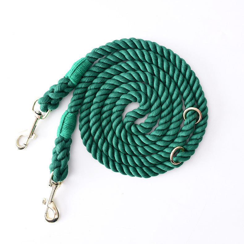 Woven Cotton Multi-functional Waist Pet Double Leash P-Type Collar
